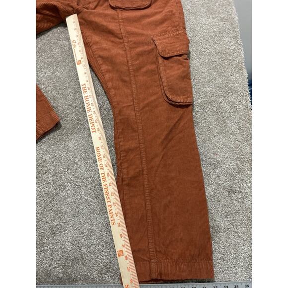 Free People L Tahiti Corduroy Cargo Pants Rust Orange Utility Pockets - Picture 3 of 9